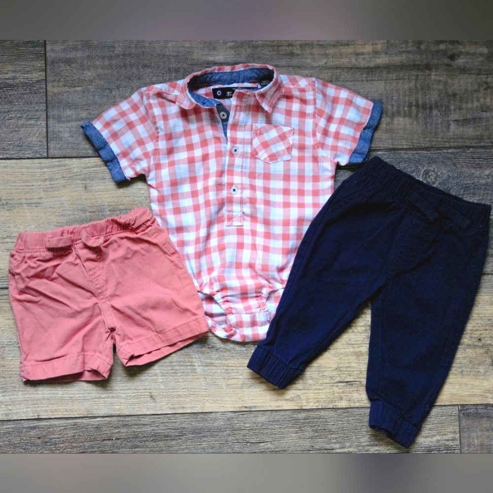 Boys The Original BEN SHERMAN Outfit 3 Pieces Size 6-9 Months Shirt Shorts Pants